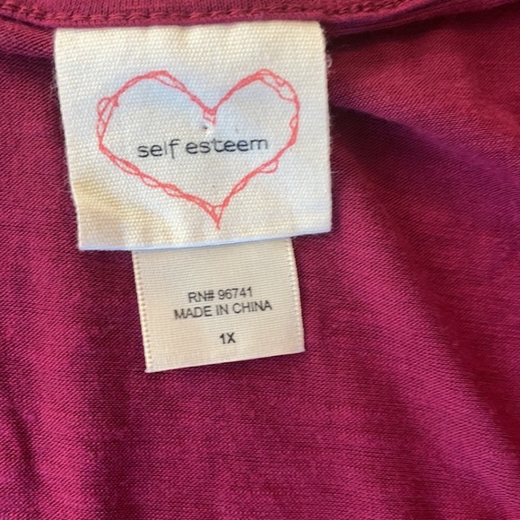 Self Esteem wine color. New Graphics Tee. Size 1X - Picture 4 of 5